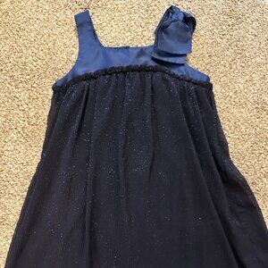 Zunie Big Kids sparkle PARTY DRESS in navy blue Girls Size 10 SHOULDER BOW